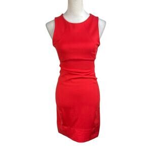 Babaton 4 Miguel Bright Red Sleeveless Stretch Fitting Zip Closure Mini Dress